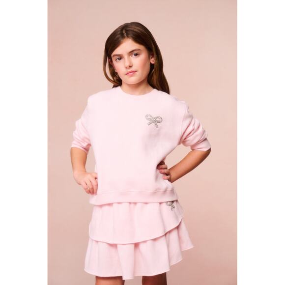 LoveShackFancy Girl's Lumi Bow Pullover Sweatshirt NWT - Picture 1 of 7